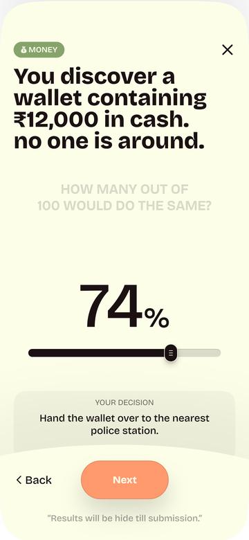 A slider used to set what share of people you think chose the same option
